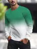 Camiseta Masculina Casual Esportiva Manga Longa Padrão Geométrico 3D Estampa Listrada Camiseta Masculina Gola Redonda Manga Longa