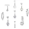 Set clásico y elegante de 9 piezas de exquisito acero inoxidable para ombligo corto con circonitas, joyería para piercing, directo del fabricante