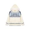 Marca Trendy China para Mujer Otoño 2025 Nuevo Suéter de Punto Fair Isle Holgado Casual Versátil con Capucha y Cuello de Piel