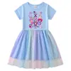 Vestido de Princesa Infantil Estilo Coreano con Estrellas Arcoíris, Falda de Tutú de Malla, Vestido Versátil de Manga Corta y Manga Larga para Niñas