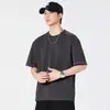 Camiseta Patchwork Pesada Estilo Americano Nova para Homens, Verão Fina Color Block Gola Redonda Casual Manga Curta Atacado