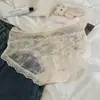 Bragas de Encaje Huecas para Mujer, Puro Deseo Sexy Algodón Satén Entrepierna Cintura Media