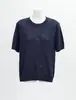 Miu Verão Novo Estilo College Tencel Linho Tridimensional Vazado Gola Redonda Renda Tricô Manga Curta Blusa Feminina