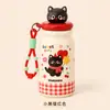 Caneca térmica criativa e fofa do gato KT em aço inoxidável 316 para mulheres, alto valor estético, com compartimento para chá e canudo, presente OEM personalizável