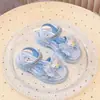Sandálias Infantis Brilhantes Princesa Sapatos Antiderrapantes Verão Novo Menina Strass Cristal Sandálias Abertas na Ponta Solado Macio Sapatinhos de Bebê