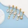 Mais Vendidos na Europa e América: Conjunto de 5 Peças de Aço Inoxidável + Cobre com Zircônia Incrustada para Piercing no Umbigo, Argolas Formato Gota, Borboleta Redonda