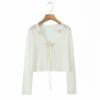 9777-25 Primavera Novo Estilo Retro Francês Flor Gelo Seda Curto Protetor Solar Cardigan Suéter de Ar Condicionado Feminino Suéter de Tricô