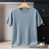 Otoño e Invierno 2025 Suéter de Punto 100% Cachemira Cuello Redondo Manga Corta para Hombre Color Liso Suave Ceroso Cálido Suéter de Punto de Cachemira