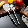 Chef de Hotel Cocinando Utensilios de Cocina de Acero Inoxidable Cuchara para Gachas Casera Cuchara para Arroz Tenedor para Carne Juego de Seis Espátulas Sartén Antiadherente