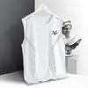 Chaleco de Seda de Hielo para Hombre Verano Deportes Fitness Camiseta Base Hombro Ancho Entrenamiento Camiseta sin Mangas Delgada Secado Rápido Top de Hombre Trendy