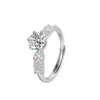 Anel Feminino S925 Prata Esterlina Popular Oito Corações e Oito Flechas Zircônia Espiga de Trigo Um Quilate Moda Aberta