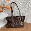 Bolso tote retro de piel encerada de alta gama, personalidad de nicho, moda, bolso de axila, para el trabajo, versátil, gran capacidad, bolso de hombro