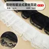En Stock Gasa Estilo Chanel Volantes Doble Capa Adorno de Encaje Francés Accesorios de Encaje Lolita para Dobladillo de Falda y Puños de Manga