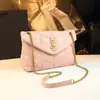 Elegante Bolsa de Corrente com Bordado de Diamante Modelo Novo 2026 para Mulheres, Bolsa Transversal de Couro Genuíno, Bolsa de Mão Versátil Horizontal da Moda