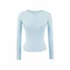 Moda Casual Estilo Europeo y Americano Traje Nuevo Chica Caliente Ajuste Delgado Cuello Redondo Manga Larga Camiseta Shorts Ceñidos al Cuerpo Traje Deportivo para Mujer