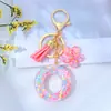Lentejuelas de Estrella Rosa Pegamento Líquido Llavero con Letra Colgante de Flor Colgante para Bolso DIY Regalo para Novia