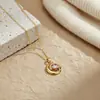 Anillo de Ensueño Estilo Francés de Lujo Ligero Estrella y Luna, Collar de Diamantes, Producto de Nicho, Regalo de Vacaciones, Cadena para la Clavícula de Diseño de Alta Gama Transfronterizo