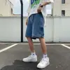 Shorts jeans leves de verão para homens, adequados para uso ao ar livre, estilo Hong Kong, shorts casuais largos retos de perna larga de comprimento médio