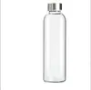 Botella de vidrio transparente con tapa botella de agua de vidrio reutilizable con tapa de acero inoxidable para extracción de jugo botella de vidrio para jugo de refrigerador