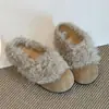 Zapatos peludos estilo retro para mujer, zapatos estilo Birkenstock para mujer, slip-on para exteriores de invierno 2026, forro polar, cálidos y cómodos, zapatillas de algodón de punta cerrada