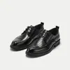 Sapatos formais de couro Goldberg de cor sólida com cadarço, novos sapatos de negócios para escritório e casamento, palmilha de couro genuíno, sapatos derby de salto baixo para homens