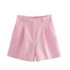 Venta al por mayor transfronteriza Y2K Verano 2023 Nuevo estilo europeo y americano Pantalones cortos plisados de cintura alta para mujer F69444 Corte holgado