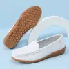 Zapatos de Enfermera, Blancos, Zapatos de Verano para Mujer, Sin Olor, Suela Suave, Suela Plana, Cómodos, Piel Genuina, Transpirables, Zapatos de Trabajo Médicos, Zapatos para Mamá