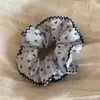 Serie Azul Jeju Scrunchie Floral Retro Estilo Dulce Francés Pañuelo Cuadrado Goma para el Cabello Cuerda para Cola de Caballo Accesorio para el Cabello