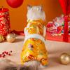 Gato otoño e invierno estilo chino Xiangyun Dragón Dorado Año Nuevo ropa acolchada de cuatro patas Traje Tang Año Nuevo mascota perro ropa Teddy