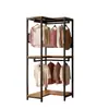 Guarda-roupa de metal estilo aberto, cabideiro de chão para quarto, cabide de roupas doméstico, unidade de prateleira para closet