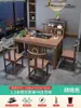 Mesa de Chá e Cadeiras para Varanda Combinação Novo Estilo Chinês Conjunto de Mesa de Chá de Madeira Maciça Sala de Estar Integrada Casa Pequena Mesa de Café Kung Fu