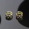 Nuevo Pendiente de Gota de Esmalte con Circonita a Cuadros de Lujo Ligero Temperamento Pendiente Versátil para Mujer Círculo Único Pendiente de Nicho de Celebridad de Internet