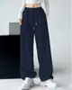 Pantalones de chándal largos de cintura alta para otoño e invierno, pierna ancha, pierna recta ajustada, pantalones holgados para mujer, para exteriores, correr, deportivos casuales