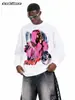 Camiseta Retrô Manga Longa Filme Scarface Impressão Digital Direta Solta Algodão de Xinjiang Gola Redonda Top Outono Inverno Masculino