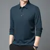 Camiseta de manga larga para hombre con tejido gofrado, camisa polo, nueva colección de otoño, diseño casual estampado, camiseta de manga larga para hombres de mediana edad