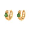 S925 Sterling Silver Banhado a Ouro Hetian Jasper Brincos Ear Buckle Requintado Oco Retro Moda Novo Estilo Chinês