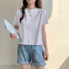Camisetas Lisas Versáteis de Manga Curta para Mulheres no Atacado, Camisetas Largas para o Dia a Dia, Tops de Manga Curta para o Verão, Camisetas Brancas para Mulheres