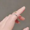 Anel em Formato de Rosa para Mulheres, Prata Esterlina S925, Popular na Europa e América, Anel Aberto Ajustável, Moda Versátil de Luxo Leve de Nicho
