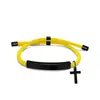 Pulsera Personalizada Publicidad Transfronteriza Logo Personalizado Multicolor Cruz Regalo Navideño Pulsera Trenzada Grabada de Acero de Titanio