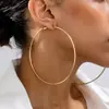 Brincos Femininos Simples Estilo Coreano Ins Brilhantes Ultra-Finos Exagerados de Círculo Grande