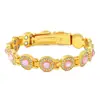 Pulsera Magnética de Doble Fila Color Oro Rosa para Mujer, Versión Grande con Incrustaciones de Esmeralda y Diamante, Joyería de Lujo Ligero para Parejas, Moda Transfronteriza de Tiktok
