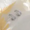 Brinco de orelha tipo cuff com folha de videira floral vazada, estilo de rua único, não precisa de furo na orelha, padrão de folha com cravação de diamantes, clip de orelha
