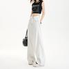 Pantalones Holgados de Pierna Ancha de Algodón Lyocell para Probar Blanco Puro Pierna Slim Pierna Larga Empalmada Pierna Larga Transpirable Fresco Primavera y Verano