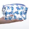 En stock Bolso cosmético de PVC Estilo Ins Lindo Transparente Gran capacidad Portátil para mujer Viaje Estampado Bolsa de almacenamiento para lavar