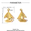 Hebilla de Herradura con Pedrería Europea y Americana Concha Marina Colgante DIY de Acero Inoxidable para Mujer Velero 3D Collar Joyería de Acero de Titanio Charm