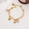 Retro Nuevo Estilo Chino Inteligente Mariposa Esmalte de Goteo Flor de Durazno Collar para Mujer Lujo Ligero Flor Antigua Cadena de Clavícula de Doble Cara de Gama Alta