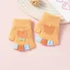 Guantes infantiles nuevos de medio dedo de dibujos animados, gruesos y cálidos, de dedo dividido con tapa abatible para niñas, guantes infantiles de invierno con forro polar para niños