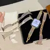 Pulsera de Metal con Zirconia Cobre Hueca Incrustada de Perlas Adecuada para Apple Watch iWatch Décima Generación 11/10Ultrase