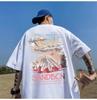 Camiseta de manga corta Ge Hua para hombre, de verano, estilo americano, moderna, holgada, de peso pesado, algodón puro, marca de moda, talla grande, camiseta de media manga para estudiantes