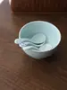 Cuchara de Hibisco Cuchara para Arroz Cuchara Pequeña para Sopa Casera Cuchara Pequeña Cerámica de Alta Temperatura Esmalte Azul Sombra Porcelana Blanca